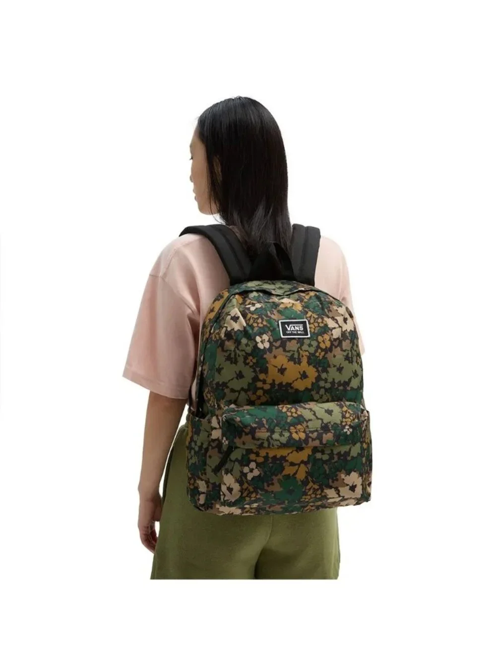 Vans Old Skool H2O Loden Olive Green Flowers Backpack Interior Laptop Sleeve